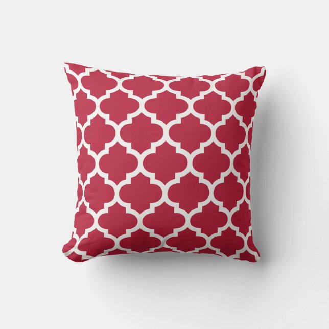 Moroccan Quatrefoil Red Pillow (Front)