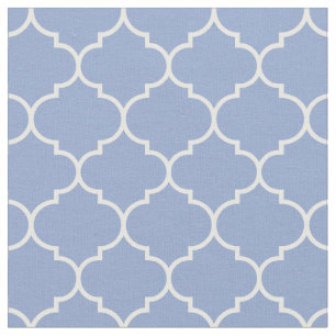 Moroccan Quatrefoil Serenity Blue & White Fabric