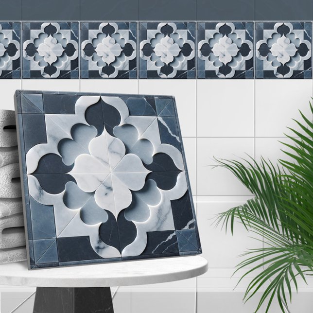 Moroccan Quatrefoil Slate Grey and Platinum Tile (Creator Uploaded)
