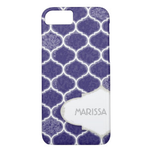 Moroccan Quatrefoil Trellis Antique Grunged Damask iPhone 8/7 Case