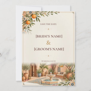 Moroccan Riad Save the Date Ivory & Terracotta