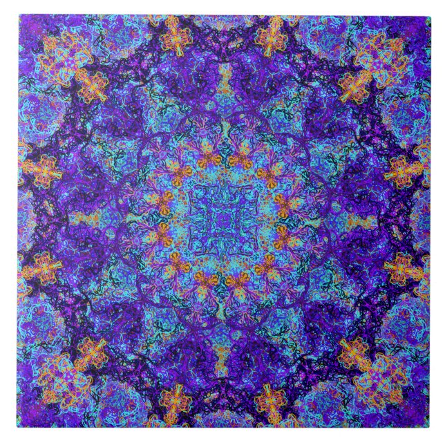 Moroccan romantic coloured mandala pattern tile (Front)