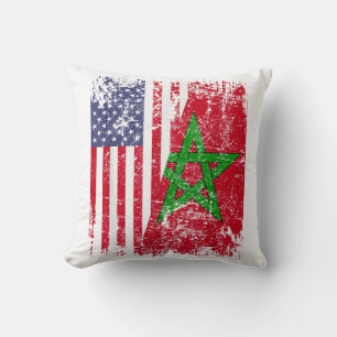 MOROCCAN ROOTS Half American Flag MOROCCO FLAG Cushion