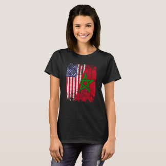 MOROCCAN ROOTS | Half American Flag | MOROCCO FLAG T-Shirt
