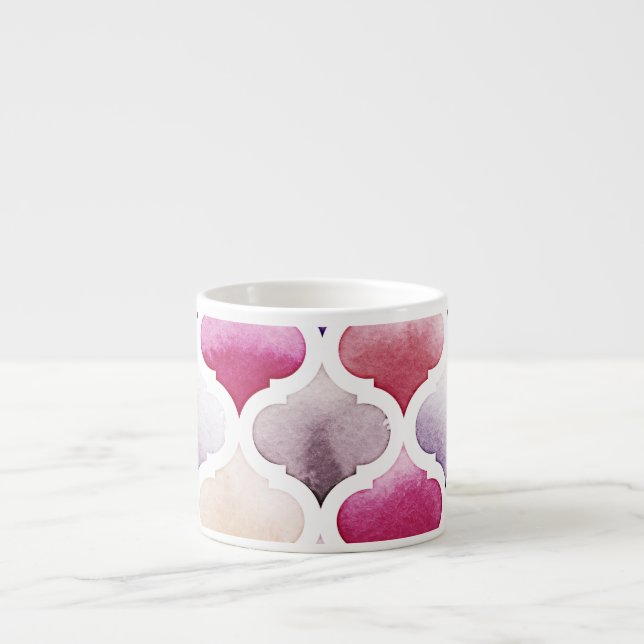 Moroccan Rug: Watercolor Tangier Pattern. Espresso Cup (Front)