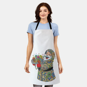 Moroccan Santa Claus Funny Zellige Pattern Apron