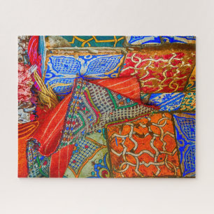 Moroccan Souk Colourful Tiles and Fabrics Jigsaw Puzzle