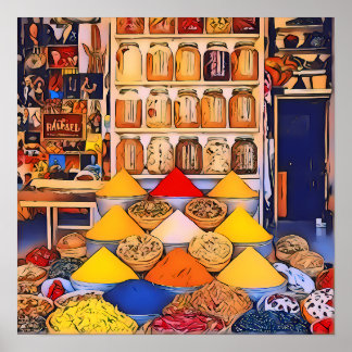 Moroccan Spice Market, Vibrant, Exotic Kitchen Poster
