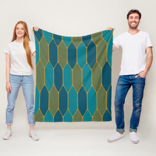 Moroccan Stained Glass Geometric Pattern Fleece Blanket