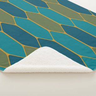 Moroccan Stained Glass Geometric Pattern Sherpa Blanket