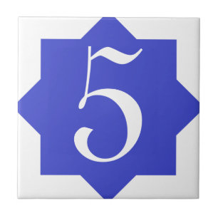 Moroccan Star Blue House Number Tile