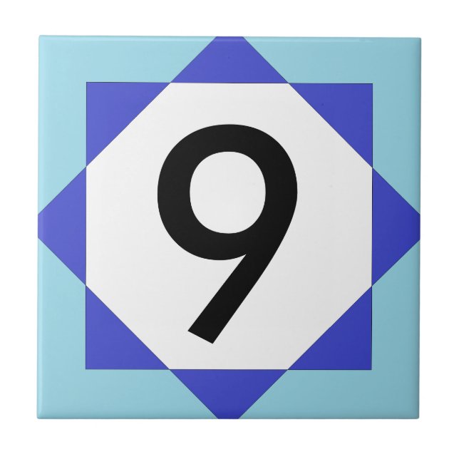 Moroccan Star Blue Number Tile (Front)