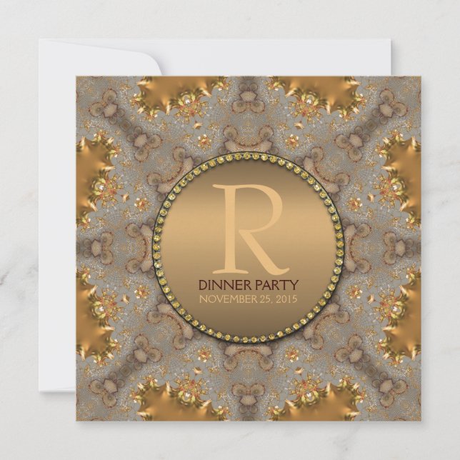 Moroccan Star Dinner Party Gold Invitation (Front)