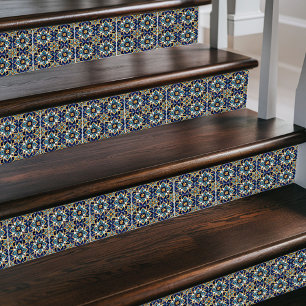 Moroccan Starburst Pattern, Blue & Gold Decorative Tile
