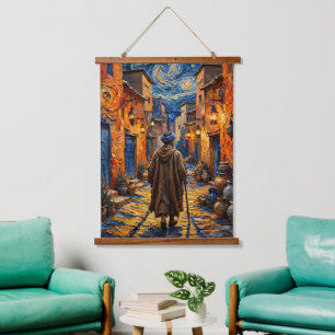 Moroccan Starry Night Impasto Oil Painting Art Hanging Tapestry