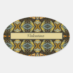 Moroccan style marble customisable      oval sticker