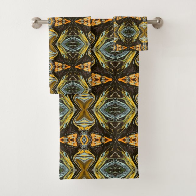 Moroccan style marble in liquid colours       bath towel set (Insitu)