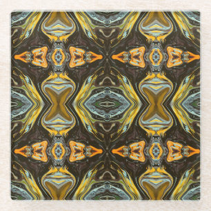 Moroccan style marble in liquid colours      glass coaster