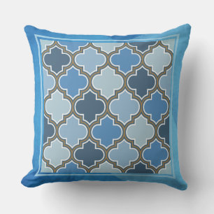 Moroccan Style Pattern and Blue Grunge Background  Cushion