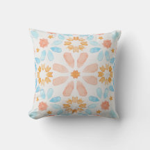 Moroccan style pillow in blue and orange