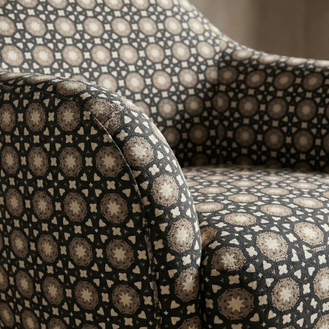 Moroccan Stylish Black & Beige Geometric Pattern Fabric (Creator Uploaded)