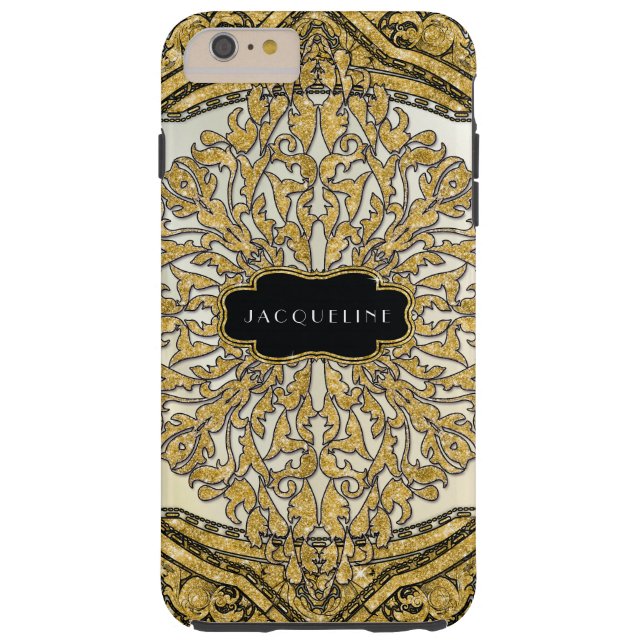Moroccan Swirl Scroll Gold Glitter Look Elegant Case-Mate iPhone Case (Back)