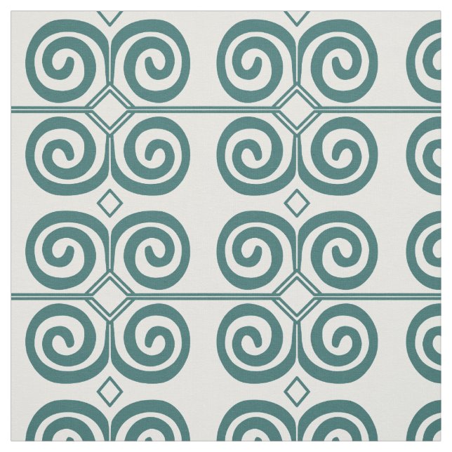 Moroccan Swirl Tile Teal Green Fabric (Swatch)