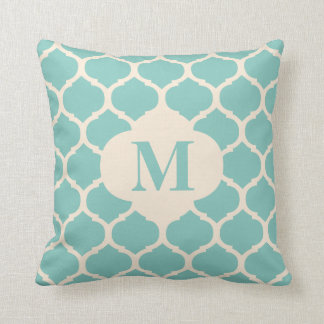 Moroccan Teal Monogram Pillow