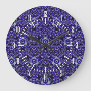 Moroccan Textile Pattern Large Clock