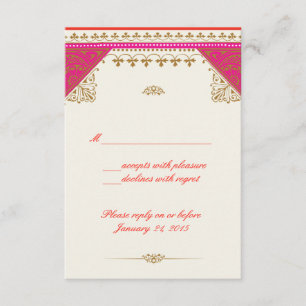 Moroccan themed wedding invitation rsvp reply card