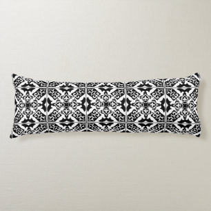 Moroccan tile - black with white background body cushion
