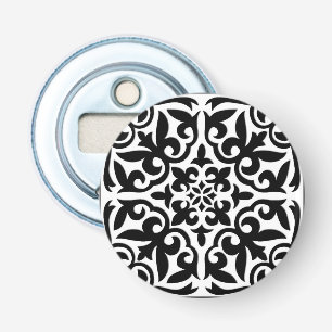Moroccan tile - black with white background bottle opener