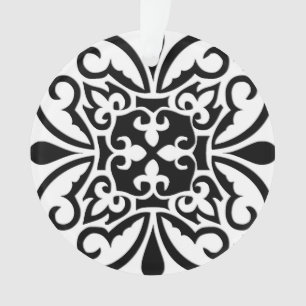 Moroccan tile - black with white background ornament