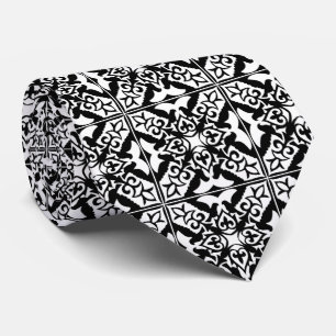 Moroccan tile - black with white background tie