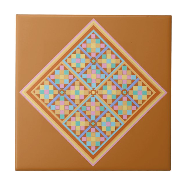 Moroccan tile blocks, diamond on terracotta back (Front)