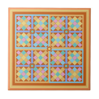 Moroccan tile blocks earthy terracotta pink teal