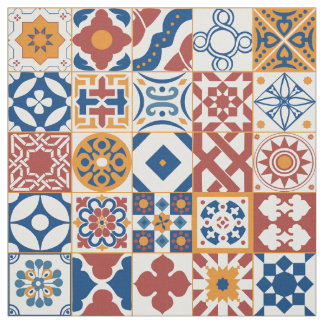Moroccan tile - blue and bordo fabric