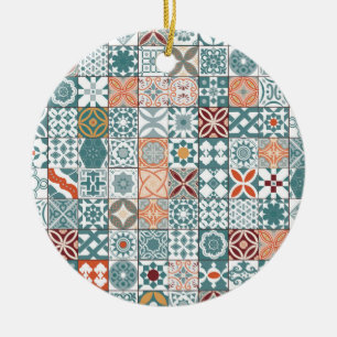 Moroccan tile - blue and brown ceramic tree decoration