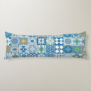 Moroccan tile - blue and green body cushion