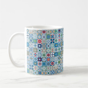 Moroccan tile - blue and red coffee mug