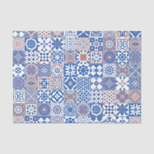 Moroccan tile blue,brown tissue paper
