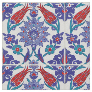 Moroccan Tile Boho Blue Pattern Cotton Fabric