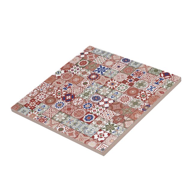 Moroccan tile - burgundy and blue (Side)