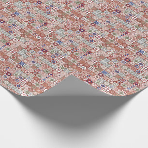Moroccan tile - burgundy and blue wrapping paper