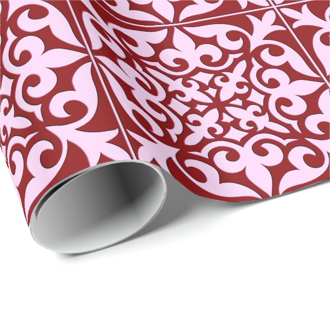 Moroccan tile - burgundy and pink wrapping paper (Roll Corner)