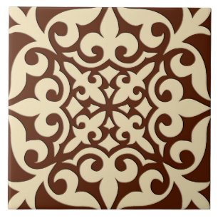 Moroccan tile - chocolate brown and beige