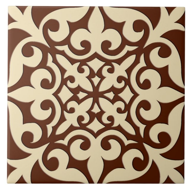 Moroccan tile - chocolate brown and beige (Front)