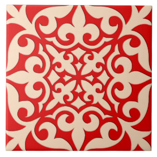 Moroccan tile - coral orange and peach