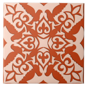 Moroccan tile - coral orange and peach