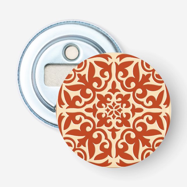 Moroccan tile - coral orange and peach bottle opener (Front)